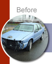 A damaged car before Felix Auto Body